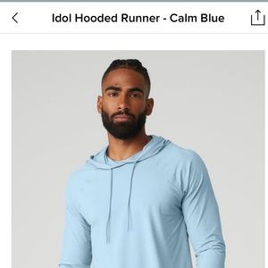 ALO Men’s Idol Hooded Runner-NEW with Tags! Size Medium. Color- Calm Blue